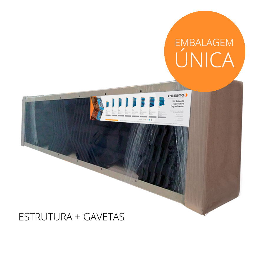 KIT ESTANTE GAVETEIRO ORGANIZADOR 28/7 AZUL